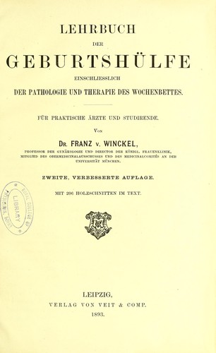 Cover for Lehrbuch der Geburtshülfe : einschliesslich der Pathologie und Therapie des Wochenbettes