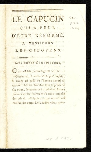 Cover for Le capucin qui a peur d'e tre re forme