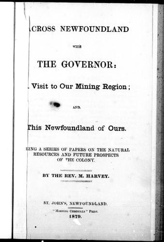 Cover for [A]cross Newfoundland with the governor