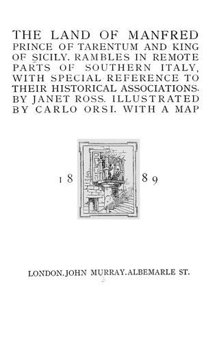 Cover for The land of Manfred, prince of Tarentum and king of Sicily.