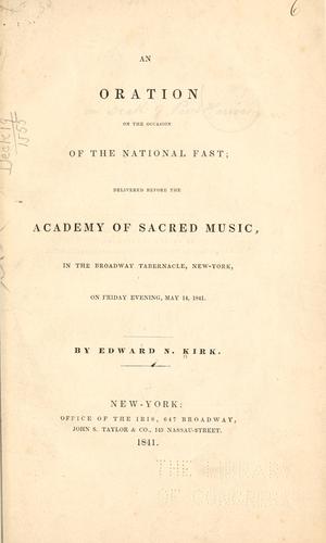 Cover for An oration on the occasion of the national fast