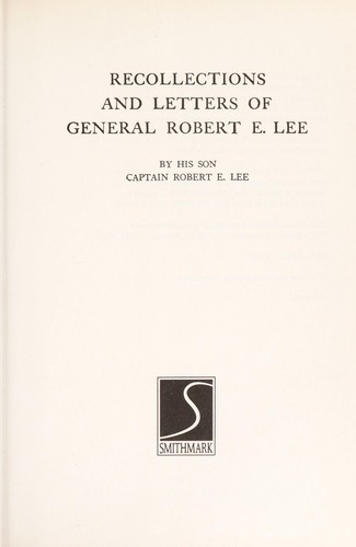 Cover for Recollections & Letters of Robert Lee (Civil War Library)