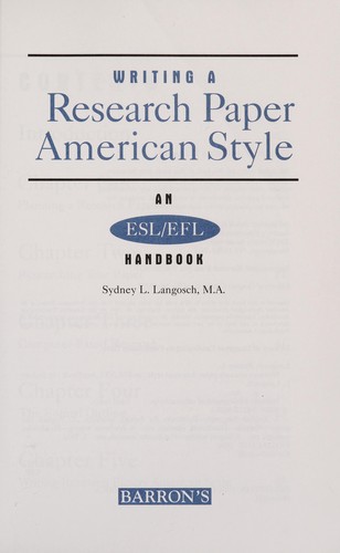 Cover for Writing a research paper American style