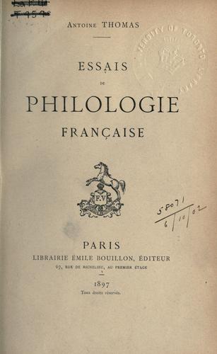 Cover for Essais de philologie française.