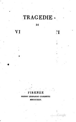 Cover for Tragedie di Vincenzo Monti Ferrarese ...