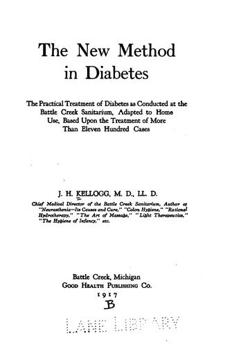 Cover for The new method in diabetes