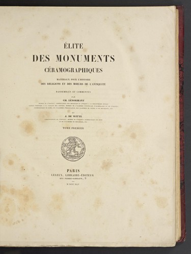 Cover for Élite des monuments céramographiques