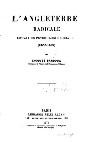 Cover for L' Angleterre radicale