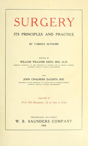 Cover for Surgery, its principles and practice