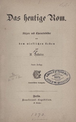 Cover for Das heutige Rom