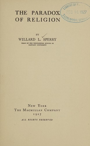 Cover for The paradox of religion