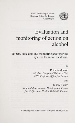 Cover for Evaluation and monitoring of action on alcohol