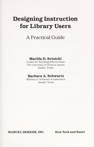 Cover for Designing instruction for library users