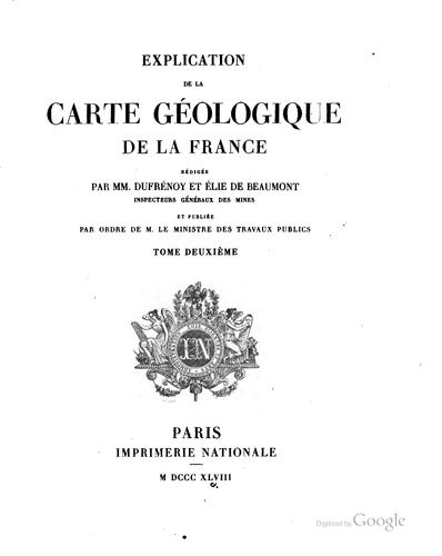 Cover for Explication de la carte géologique de la France: T. 1