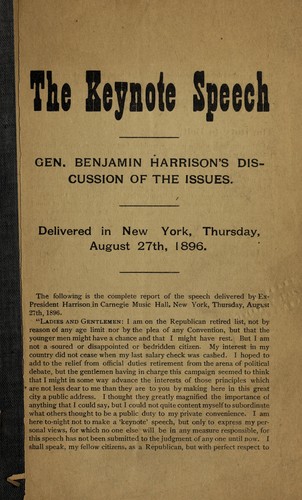 Cover for The keynote speech