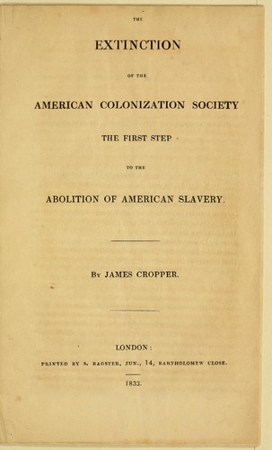 Cover for The extinction of the American Colonization Society