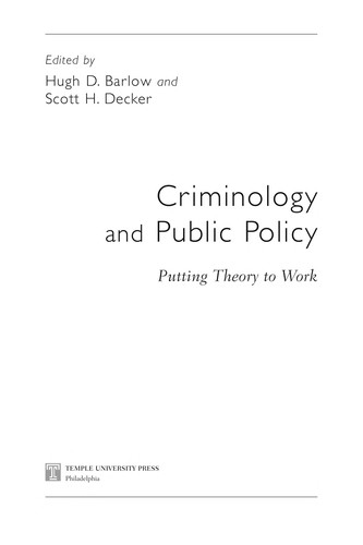Cover for Criminology and public policy