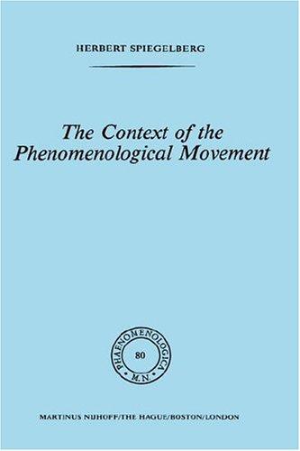 Cover for The Context of the Phenomenological Movement (Phaenomenologica)