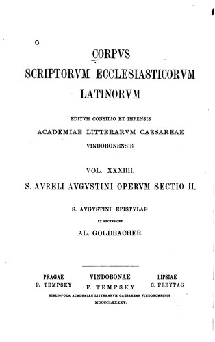 Cover for Corpus scriptorum ecclesiasticorum latinorum