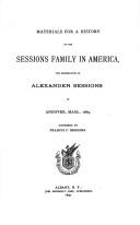 Cover for Materials for a history of the Sessions family in America