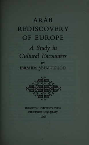 Cover for Arab rediscovery of Europe; a study in cultural encounters