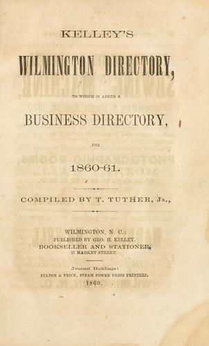 Cover for Kelley's Wilmington directory