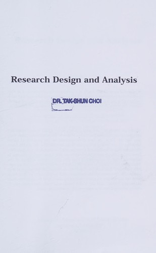 Cover for Research design and analysis
