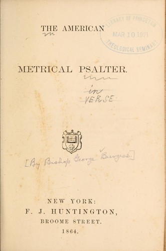 Cover for The American metrical Psalter