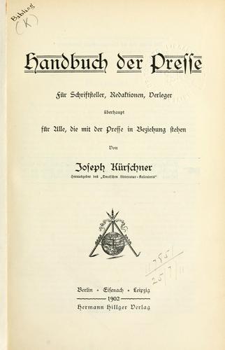 Cover for Handbuch der Presse.