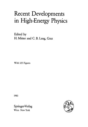 Cover for Recent Developments in High-Energy Physics