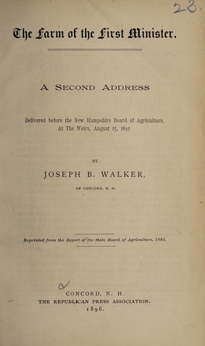 Cover for The farm of the first minister