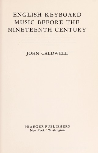 Cover for English keyboard music before the nineteenth century.