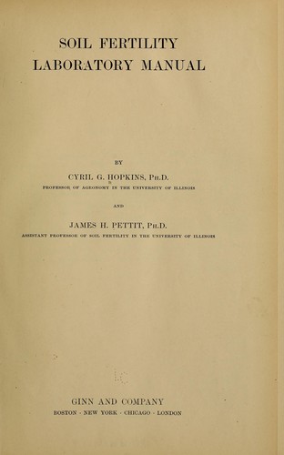 Cover for Soil fertility laboratory manual
