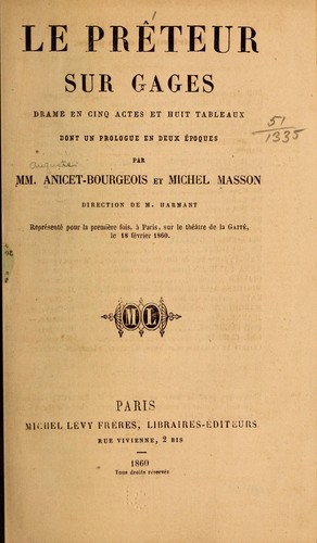Cover for Le prêteur sur gages
