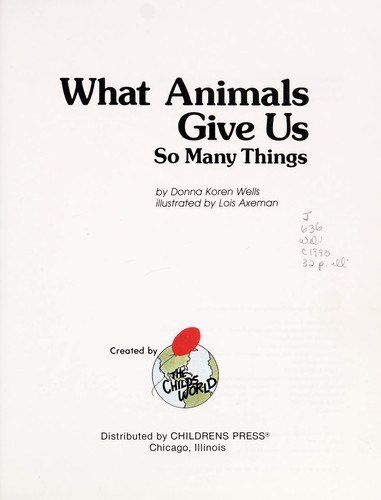 Cover for What animals give us