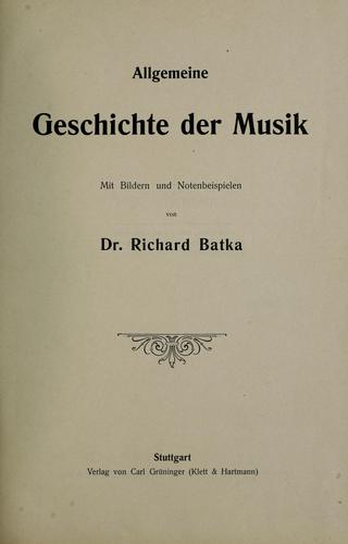 Cover for Allgemeine Geschichte der Musik