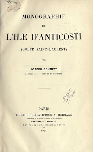 Cover for Monographie de l'Ile d'Anticosti