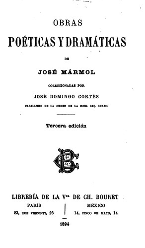 Cover for Obras poéticas y dramáticas de José Mármol