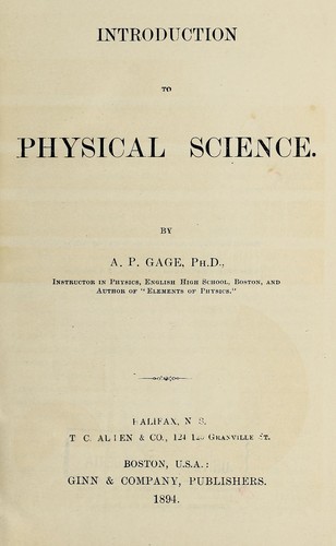 Cover for Introduction to physical science