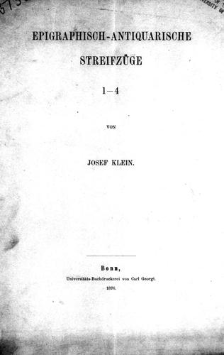 Cover for Epigraphisch-antiquarische Streifzüge 1-4