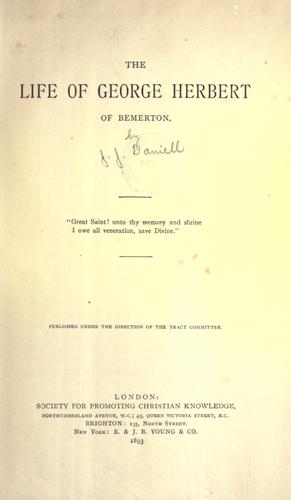 Cover for The life of George Herbert of Bemerton