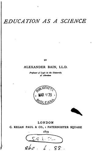 Cover for Education as a science.