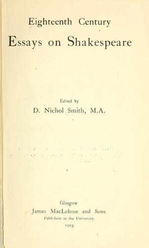 Cover for Eighteenth century essays on Shakespeare