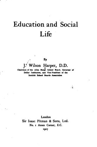 Cover for Education and social life