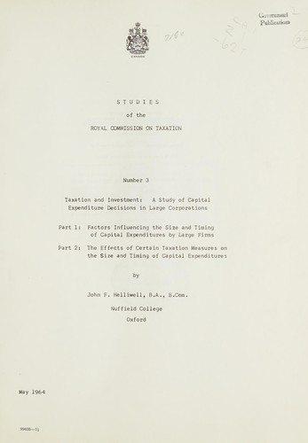 Cover for Taxation and investment