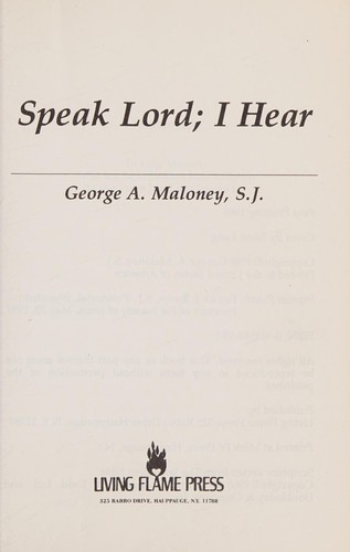 Cover for Speak lord, I hear