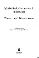 Cover for Musikalische Hermeneutik im Entwurf
