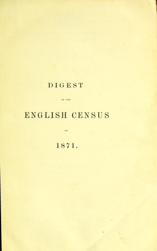 Cover for Digest of the English census of 1871