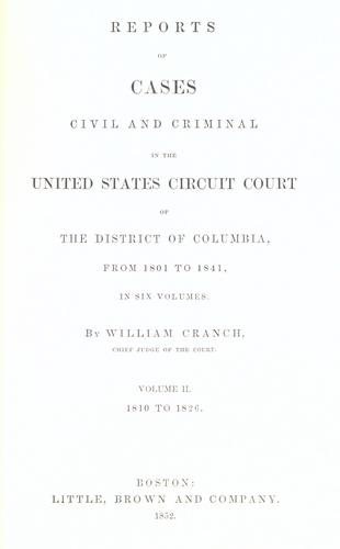 Cover for Reports of cases civil and criminal in the United States Circuit Court of the District of Columbia, from 1801 to 1841