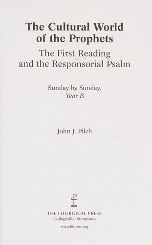Cover for The cultural world of the prophets